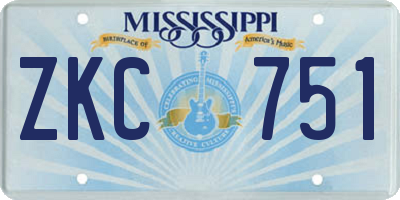 MS license plate ZKC751
