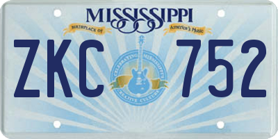 MS license plate ZKC752