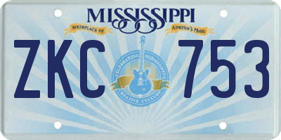 MS license plate ZKC753