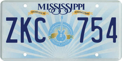 MS license plate ZKC754