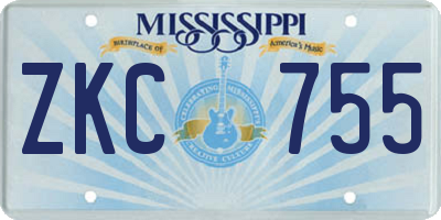 MS license plate ZKC755