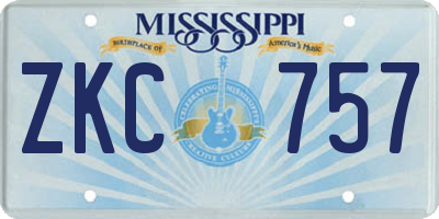 MS license plate ZKC757