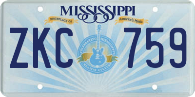 MS license plate ZKC759