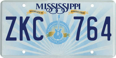 MS license plate ZKC764