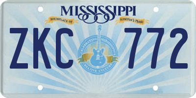 MS license plate ZKC772