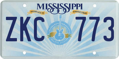 MS license plate ZKC773