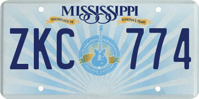 MS license plate ZKC774