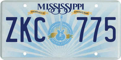 MS license plate ZKC775