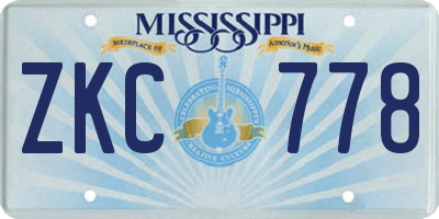 MS license plate ZKC778