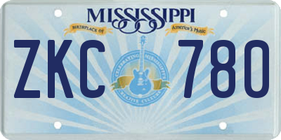 MS license plate ZKC780