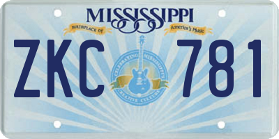 MS license plate ZKC781