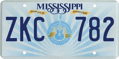MS license plate ZKC782