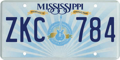 MS license plate ZKC784