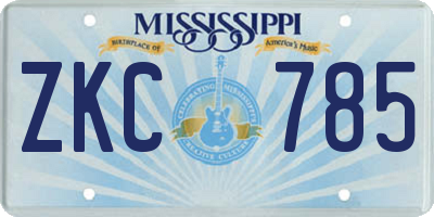 MS license plate ZKC785