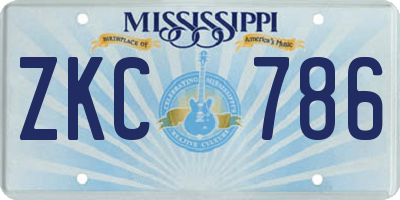 MS license plate ZKC786