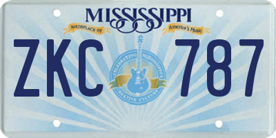 MS license plate ZKC787