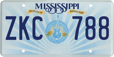 MS license plate ZKC788