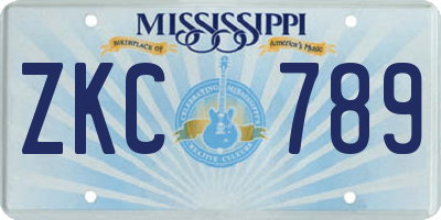 MS license plate ZKC789