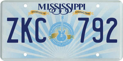 MS license plate ZKC792