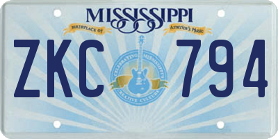 MS license plate ZKC794