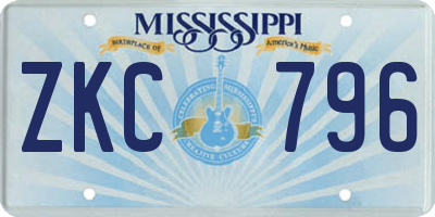 MS license plate ZKC796