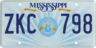 MS license plate ZKC798