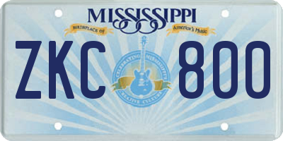 MS license plate ZKC800