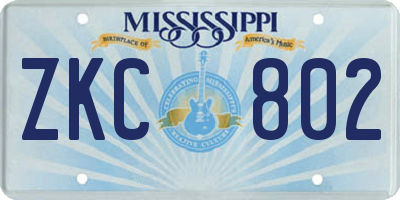 MS license plate ZKC802