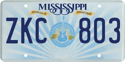 MS license plate ZKC803