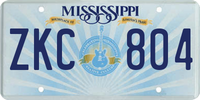 MS license plate ZKC804
