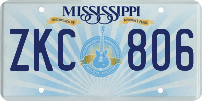 MS license plate ZKC806