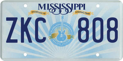 MS license plate ZKC808