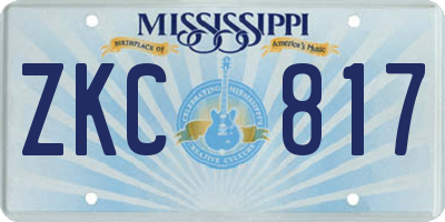 MS license plate ZKC817