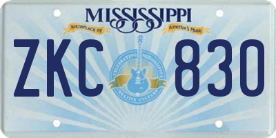 MS license plate ZKC830