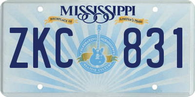 MS license plate ZKC831
