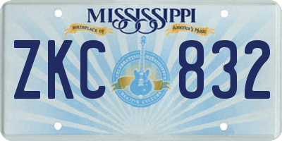 MS license plate ZKC832