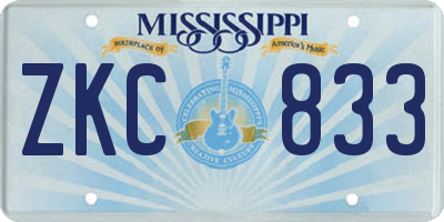 MS license plate ZKC833