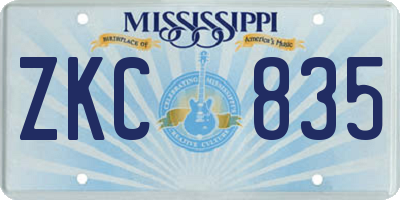 MS license plate ZKC835