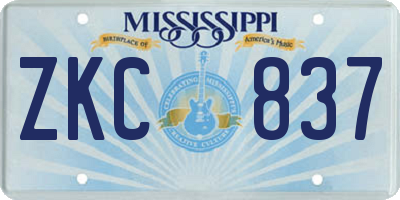 MS license plate ZKC837