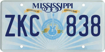 MS license plate ZKC838