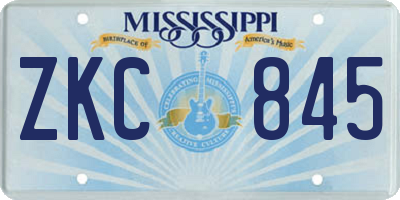 MS license plate ZKC845