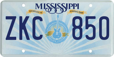 MS license plate ZKC850