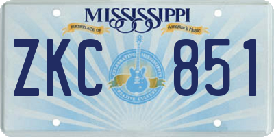 MS license plate ZKC851