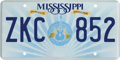 MS license plate ZKC852