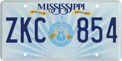 MS license plate ZKC854