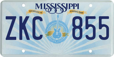 MS license plate ZKC855