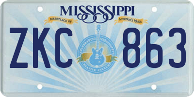 MS license plate ZKC863