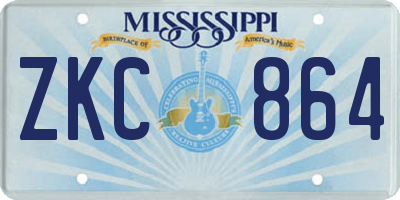 MS license plate ZKC864