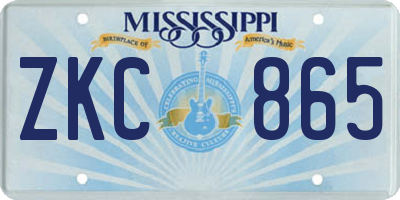 MS license plate ZKC865