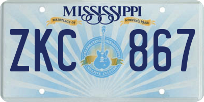 MS license plate ZKC867